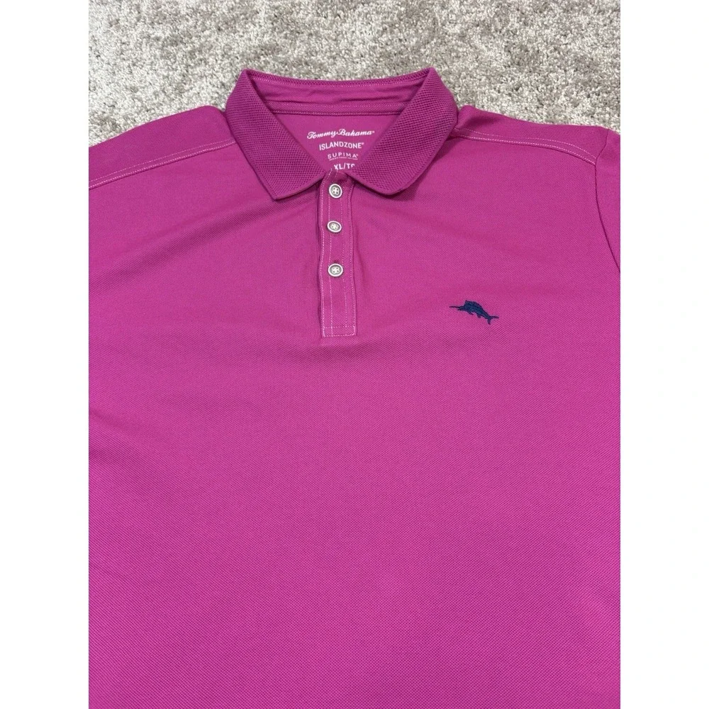 Tommy Bahama‎ Supima IslandZone Polo Shirt Mens XL Pink Blue Marlin Logo